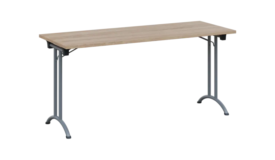 SLA 160 lak skládací jednací stůl 1600x600, deska 25 mm, podnož stříbrný lak, deska dub bardolino